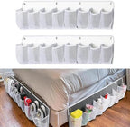 2 Pieces Shoe Storage Pocket Organizer Bedside Holder Bag Rack Hanging Non Woven Saving Easy Install Suitable for RV Bedroom, White - Image 3
