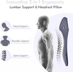 FLORICH Ergonomic Car Seat Cushion and 2-in-1 Lumbar Support Pillow Headrest Memory Foam Car Cushion Back Support Neck Pillow Driving Lumbar Seat Cushion for Truck Driver Sciatica Pain Relief, Blue - Image 2