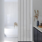 Window Privacy Film Frosted, Grey Striped Reusable Static Cling Window Tints, Modern Farmhouse Vertical Stripes Heat Control Windows Films for Offices, Balcony, 29.5 x 118 Inches - Image 3