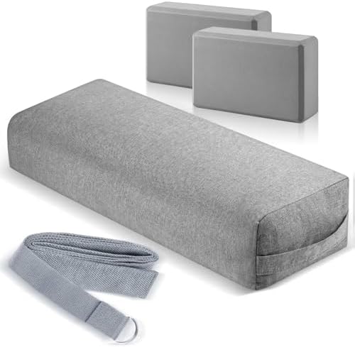 4 Pcs Yoga Bolster Pillow Blocks with Strap Set by PullCrease