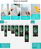 Window Privacy Film Frosted, Halloween Reusable Static Cling Window Tints, Green Spooky Pumpkin Ghost Moonlight Castle Heat Control Windows Films for Offices, Balcony, 29.5 x 118 Inches - Image 4