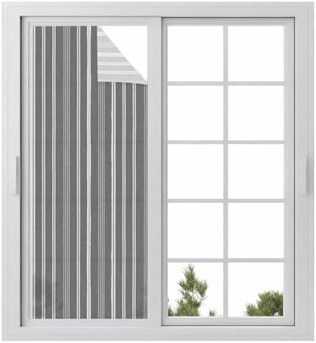 Window Privacy Film Frosted, Grey Striped Static Cling Door Window Covering, Farmhouse Stripes Modern Vintage UV Blocking Windows Film for Office, Hotel, Bedroom, 29.5 x 78.7 Inches by Unknown