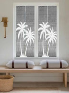 Window Privacy Film Frosted, Black Grey Palm Trees Reusable Static Cling Window Tints, Summer Coastal Tropical Botanical Heat Control Windows Films for Offices, Balcony, 29.5 x 118 Inches - Image 5