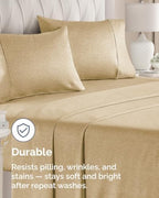 King Standard Pillow Cases - 6 Pack Pillowcases, 20" x 36" - Heathered Tan - Image 4