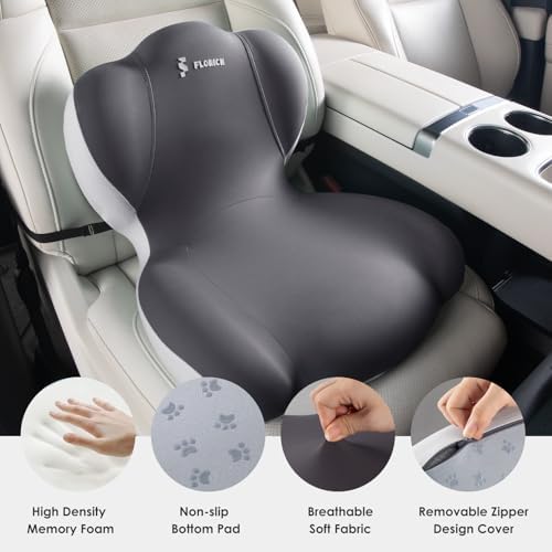 FLORICH Memory Foam Truck Seat Cushion,Car Seat Cushion and Lumbar Support Pillow for Office Chair, Ergonomic Back Support & Sciatica Relief for Long Drives(Beige Grey) - Image 3
