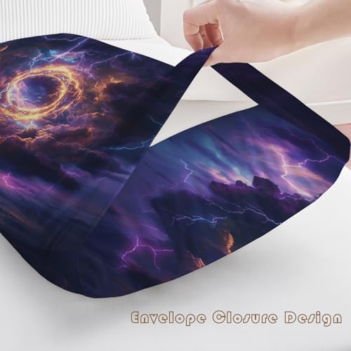 Lightning Pillow Cases Queen Size Set of 2 - Galaxy Vortex Pillowcases with Envelope Closure, Boys Gamer Room Decorative Pillow Covers for Bed Couch, Soft Breathable Microfiber - Image 5