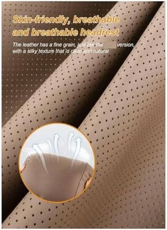 Leather Car Headrest & Lumbar Support Pillow Set - Universal Fit for Enhanced Comfort(Chestnut Brown) - Image 6