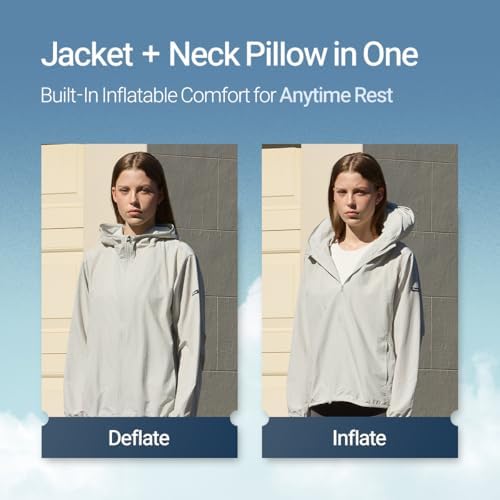 Pillowdy Travel Hoodie with Built-In Inflatable Neck Pillow for Flights - Image 3