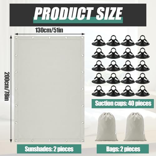 Tegeme 2 Pack Portable Blackout Travel Curtains 51"W x 78"L Beige Adjustable Blackout Window Covers with Suction Cups No Drill Black out Window Shade Light Blocker for RV Bedroom Nursery Dorm Use - Image 2