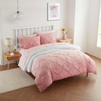 5 Piece Comforter Set Bed in a Bag Ombre Pintuck Design All Season Soft Down Alternative Bedding Comforter Set & Luxurious Matching Bed Sheets & Pillow Sham, Ombre Pintuck Blush, Twin by SweetHomeCollection