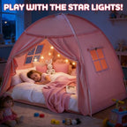 Twin Bunk Bed Tent Canopy for Kids Playhouse, Indoor Portable Foldable Privacy Shelter with Breathable Starry Canopy for Girls & Boys Bedrooms (Twin Pink) - Image 2