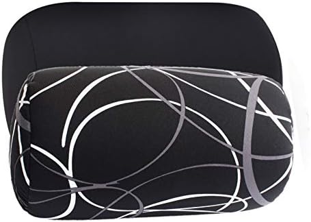 Bookishbunny 2pcs Micro Bead Microbead Roll Pillow Cushion for Bed Back Neck Head Body Support, 13" x 7", Various Designs (Black+BlackWave) by Bookishbunny