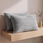 Bedorm Faux Fur Pillowcases Set of 2 Standard Size Plush Fluffy Pillow Cover Gray, Zipper Closure - Image 7