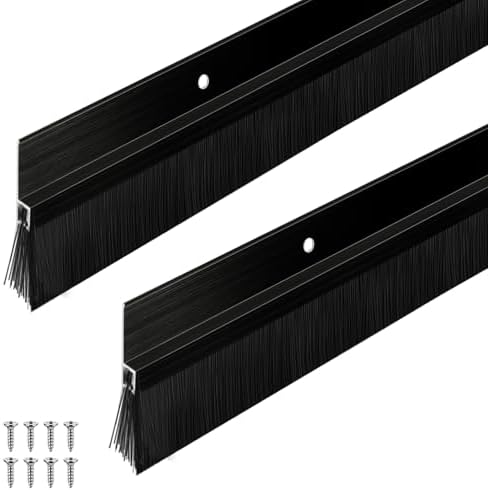 2 Set Door Sweep Brush Aluminum, 1 x 36 Inch, Black by Frienda