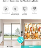 Window Privacy Film Frosted, Fall Pumpkins Static Cling Door Window Covering, Thanksgiving Autumn Gnomes Maple Leaves UV Blocking Windows Film for Office, Hotel, Bedroom, 29.5 x 78.7 Inches - Image 6