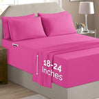 Elegant Comfort Luxury Soft 6-Piece 1500 Premium Hotel Quality Bed Sheet Set with Extra Deep Pockets 18-24 Inch, Wrinkle Free, Storage Pockets, Extra Deep Pocket 6PC Sheets, Full, Hot Pink - Image 2