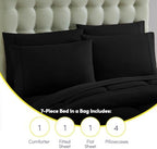 Sweet Home Collection 7 Piece Comforter Set Bag Solid Color All Season Soft Down Alternative Blanket & Luxurious Microfiber Bed Sheets, Black, Queen - Image 6