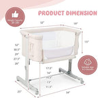 BABY JOY Bassinet Bedside Sleeper, 3 in 1 Folding Crib w/Adjustable Height, Mattress, Lockable Wheels, Storage Pocket & Carry Bag for Infant Newborn, Stationary & Rock, Portable Baby Bassinet (Beige) - Image 6