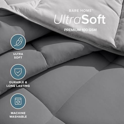 Bare Home Reversible Comforter (Twin/Twin XL, Grey/Light Grey) - Image 4