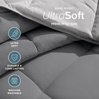 Bare Home California King Comforter - Reversible Colors - Goose Down Alternative - Ultra-Soft - Premium 1800 Series - All Season Warmth - Bedding Comforter (California King, Grey/Light Grey) - Image 4