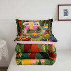 Erosebridal Woodland Camping King Comforter Set Rustic Camper Car Bedding Set Rv Bunk Comforter for Kids Boys Girls Campfire Sunset Quilt Duvet - Image 7