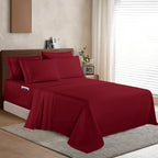 Elegant Comfort 1500 Premium Quality 6-Piece Bed Sheet Set - 18-24 Inch Extra Deep Pocket, Smart Storage Pockets, Wrinkle Free Ultra Soft 6PC Extra Deep Pocket Sheets, Queen, Burgundy - Image 3