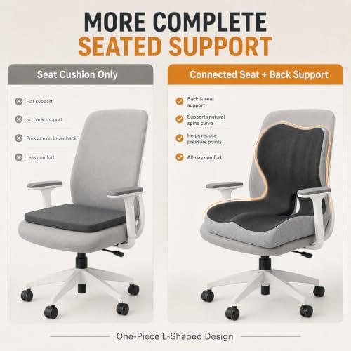 Ergonomic Memory Foam Seat Cushion for Tailbone Pain Relief, Suitable for Office Home Chair, Car and Wheelchair (Black & Gray(Oversized)) - Image 4