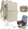Vacuum Seal Travel Backpack with Air Pump Vacpack Waterproof Carry On Backpacks for Travel Bag Women with Vacuum System Compression Airlines Approved Daypack Laptop Hiking Work Space Saver Bags Khaki by WONHOX
