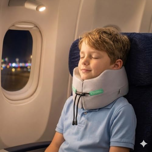 Junior Travel Pillow for Airplane: 8+ Hour Upright Sleep Ages 4-10 by Trippal