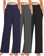 Kivdol 3PACK Women's Casual Loose Wide Leg Cozy Pants Yoga High Waisted Sweatpants Comfy Lounge Pants with Pants with Pockets by Kivdol