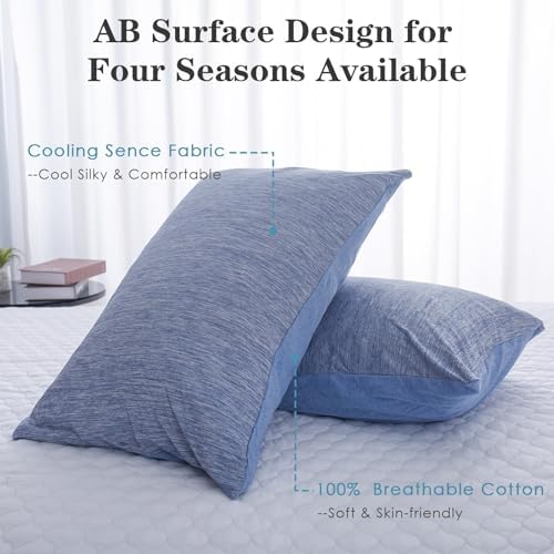CHOSHOME Cooling Pillow Cases Zipper Pillow Covers Q-Max > 0.45 Zippered Pillowcases for Hot Sleepers, Soft, Breathable, Skin-Friendly, 4 Pack (Standard, 20"x26", Blue) - Image 2