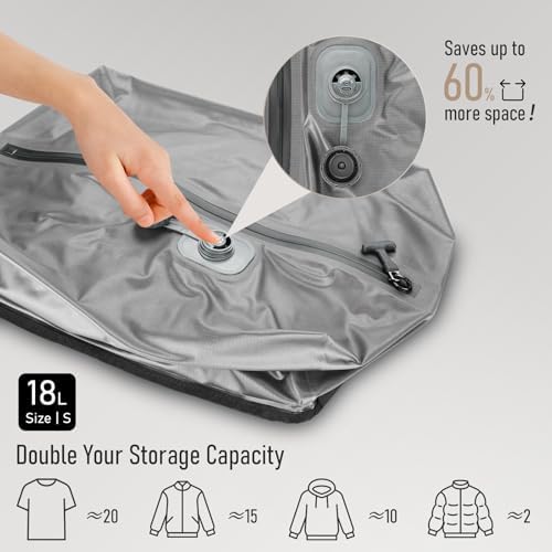 VJI 18L Vacuum Bag for Travel with Built-in Pump, IPX8 Waterproof, Grey - Image 4