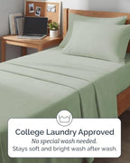 Twin XL 4 Piece Sheet Set - College Dorm Room Essentials - Eucalyptus - Image 6