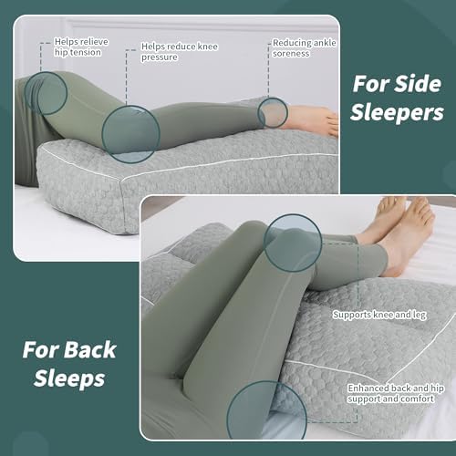 HOMBYS Shredded Memory Foam Knee Pillow for Side Sleepers, 5.5" Height Pillow Between Legs Spine & Relieves Pressure Hip & Leg Elevation, Supportive Pillow for Pregnancy, Sciatica,Light Grey - Image 4