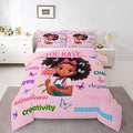 Erosebridal Black Girls Magical Bedding Set Butterflies Inspirational Quotes King Comforter Set African American Comforter Afro Black Princess Girl Duvet Insert for Nursery Kids Pink Room Decor by Erosebridal