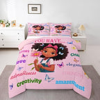 Erosebridal Black Girls Magical Bedding Set Butterflies Inspirational Quotes King Comforter Set African American Comforter Afro Black Princess Girl Duvet Insert for Nursery Kids Pink Room Decor by Erosebridal