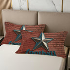 3D Brick Wall Pillowcases Queen Size Set of 2 - Vintage Texas Stars Pillow Cases with Envelope Closure, Football Sports Decorative Pillow Covers for Bed Couch, Soft Breathable Microfiber - Image 3