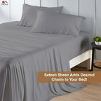 ARlinen Full Sheet Set, 4 Piece Egyptian Cotton, 10-Inch Deep, Light Grey - Image 7