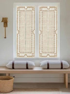 Window Privacy Film Frosted, Pale Brown Botanical Reusable Static Cling Window Tints, Vintage Florals Geometric Minimalist Heat Control Windows Films for Offices, Balcony, 29.5 x 118 Inches - Image 5