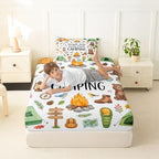 Erosebridal Forest Themed Camping Twin Fitted Sheet for Kids Girls Boys, RV Bunk Camper Outdoor Bedding Sets, Woodland Farmhouse Bear 2-Piece Bed Sheets Set, Travel Trailers Bedroom Decor - Image 3