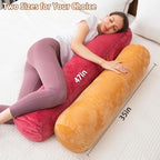 1 MIDDLE ONE Bolster Pillow for Bed, Long Round Body Pillow for Adults with Removable Velvet Cover, Decorative Tube Roll Cylinder Pillow, 47 x 7.87 Inch, Brown - Image 2