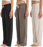 3-Pack Women's Lounge Pants, Wide Leg Sweatpants with Pockets by OAKVON
