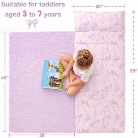 Pink Nap Mat for Toddlers Girls, Kids Sleeping Bag - Image 3