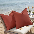 decorUhome Outdoor Waterproof Faux Linen Throw Pillow Covers 22x22 Set of 2 - Image 7