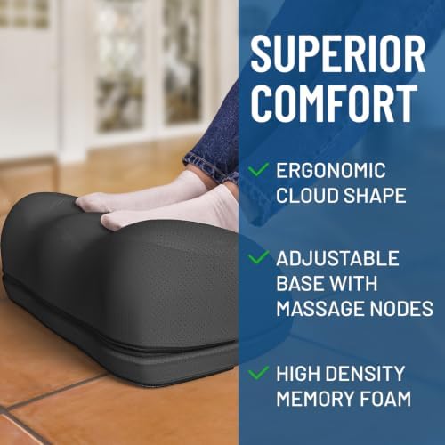 Everlasting Comfort Adjustable Cloud Foot Rest for Under Desk at Work with Pressure Point Nodes - Comfortable Memory Foam Office Foot Stool & Desk Pillow, Gaming & Home Accessories - Image 2