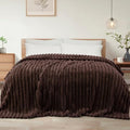 Exclusivo Mezcla Striped King Size Fleece Blanket for Bed, Coffee by ExclusivoMezcla