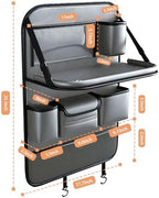 2 Pack Leather Car Backseat Organizer with Foldable Table Tray, Universal Car Seat Back Protector Kick Mat with Touchscreen Tablet Holder, Storage Pockets, Cup Holders & Tissue Holder, Black - Image 4