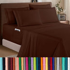 Elegant Comfort 1500 Premium Quality 6-Piece Bed Sheet Set - 18-24 Inch Extra Deep Pocket, Smart Storage Pockets, Wrinkle Free Ultra Soft 6PC Extra Deep Pocket Sheets, King, Chocolate Brown by ELEGANTCOMFORT