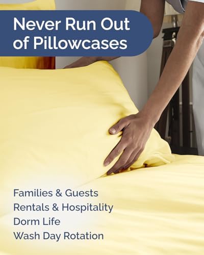 Standard Pillow Cases - 8 Pack Soft Pillowcase Covers - 20" x 26" (Yellow) - Image 5