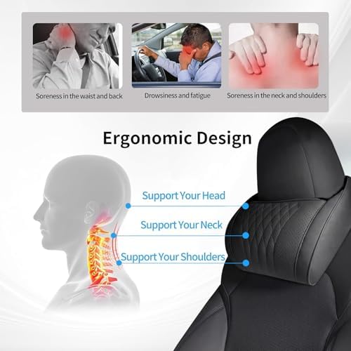 2 PCS Nappa Leather Car Neck Headrest Pillow for Tesla Accessories - Image 3